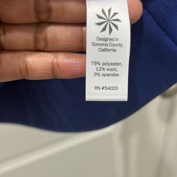 Athleta Shawl Collar Blue Stretch Sweatshirt Wool Blend High-Low Sz XS - Picture 5 of 6